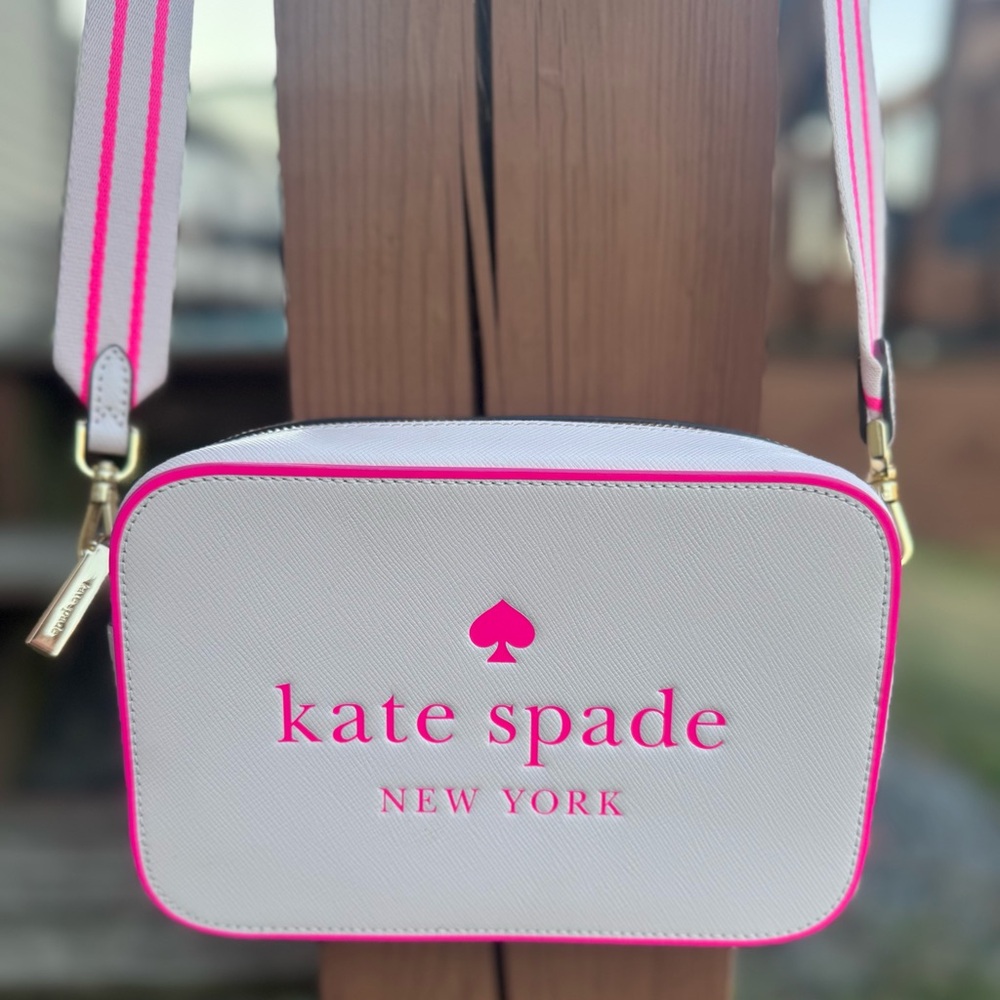 Kate Spade NEW Pink Crossbody Mini Camera Bag with Guitar Strap - Picture 8 of 16